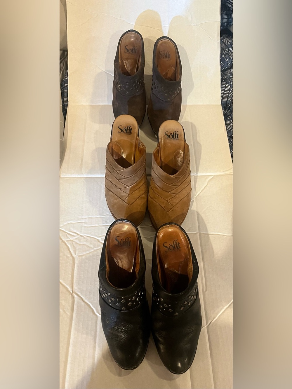 Sofft Women’s Lot of Brown, Tan, and Black Slip-On Mules